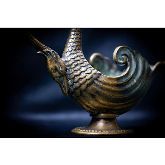 Gold Art Deco Zoomorphic Patinated Bronze Ewer with Swan Handle by Max Le Verrier, France, 1925-1935 For Sale - Image 8 of 11
