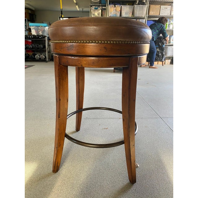1990s Sabre Leg Leather Swivel Bar Stool by the Sterling Collection No. B043 For Sale - Image 9 of 9