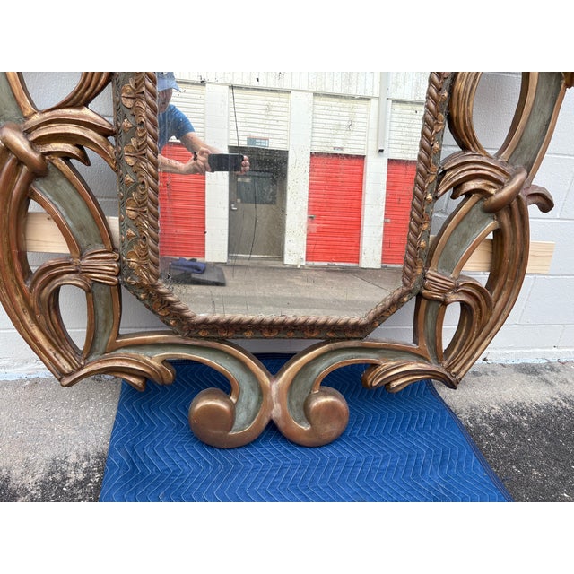 Wood 19th Century Italian Baroque Style Giltwood Mirror For Sale - Image 7 of 18