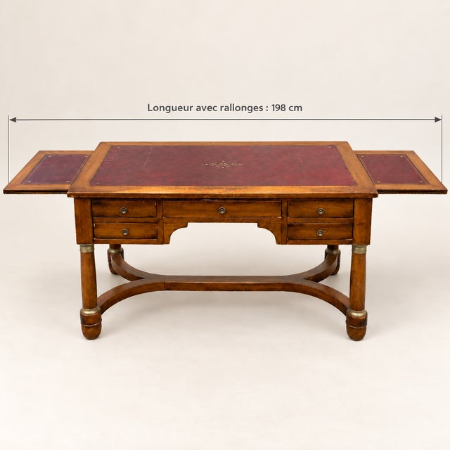19th-century French Empire-style mahogany desk. CHARLES X Very good condition Dimensions: Height 75 cm, Length 132 cm,...