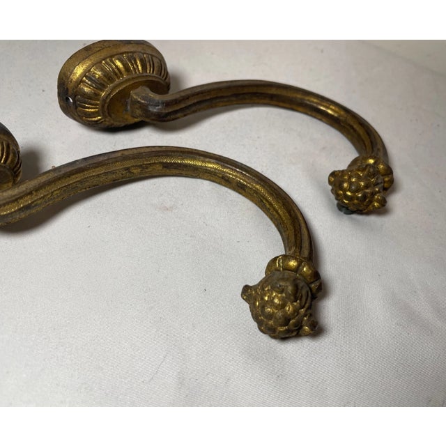 Metal Pair of Antique 19th Century Gilt Bronze Ornate Victorian Wall Hooks Bracket For Sale - Image 7 of 9