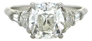 2.70 Carat Cushion Brilliant Cut Diamond Engagement Ring, Size 6.75