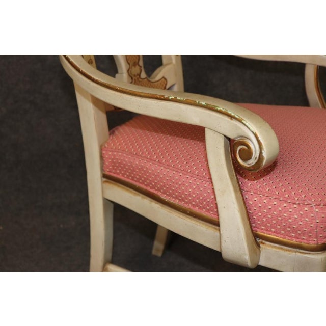 Set 8 Paint Decorated Chinoiserie Paint Decorated Dining Chairs Italian Style For Sale - Image 12 of 18