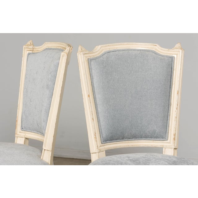 Set of 6 French Louis XVI Painted Dining Chairs in Dusty Blue, Early 20th Century For Sale - Image 16 of 18