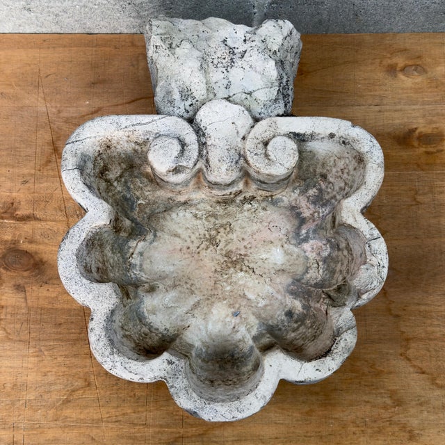 Antique Holy Water Stoup in Carved Stone, 20th Century For Sale - Image 6 of 11