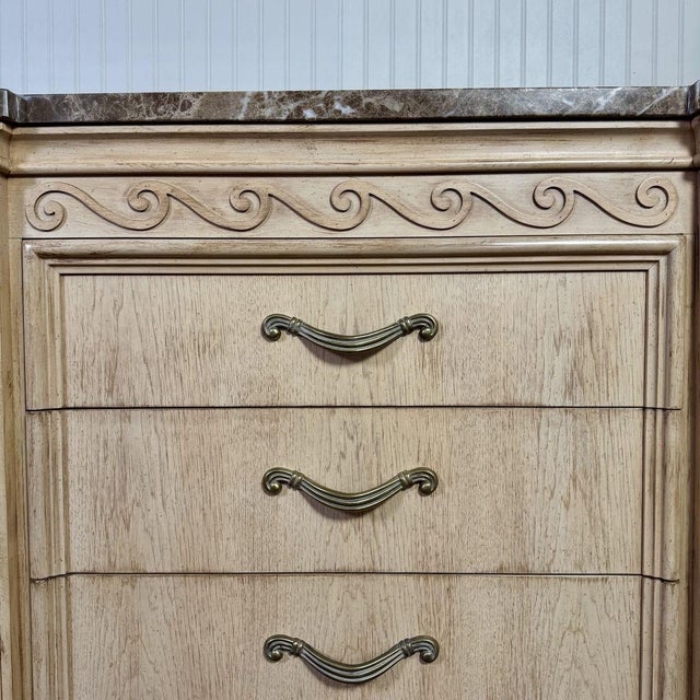 Vintage Bernhardt Neoclassical Revival Marble Top 8-Drawer Dresser For Sale - Image 9 of 14