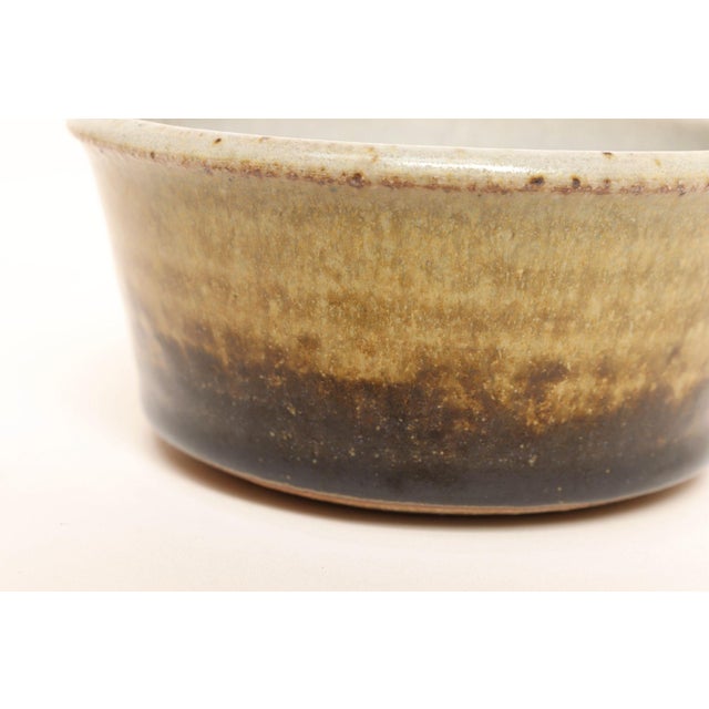 Ceramic Petite Variegated Ochre and Brown Matte Glazed Stoneware Bowl by Deanna Nichols For Sale - Image 7 of 9
