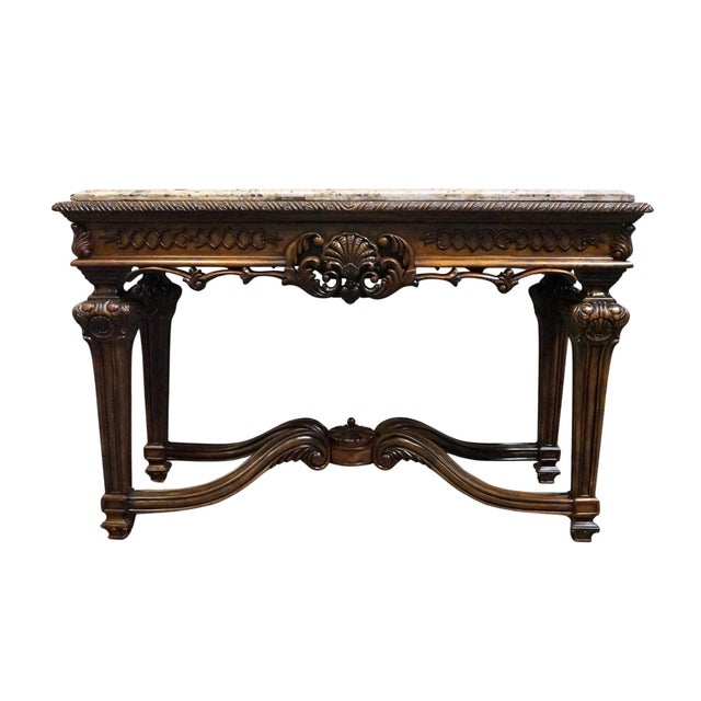 Wood Ashley Furniture Casa Mollino Mediterranean Old World Style 54" Console Table - Dark Brown Finish W. Granite Top T953-4 For Sale - Image 7 of 9