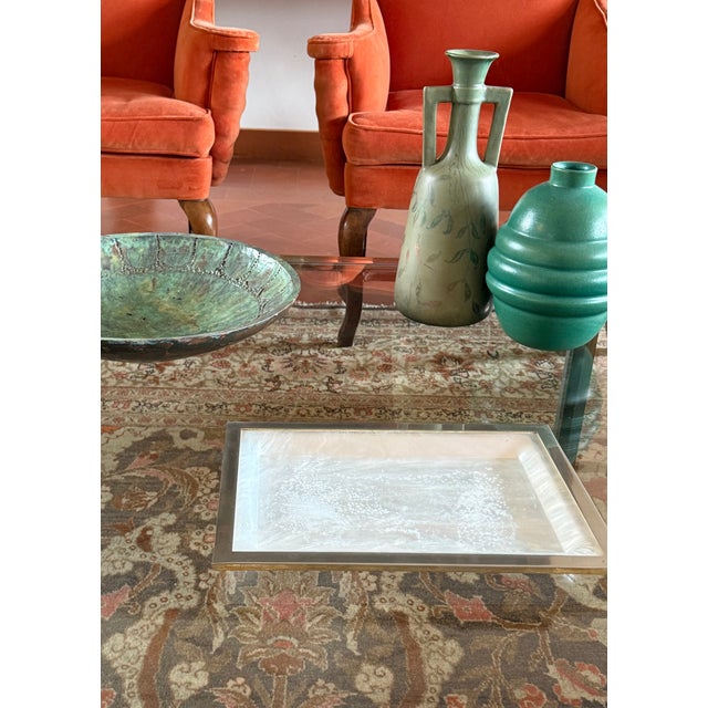 Hollywood Regency Brass and Acrylic Glass Tray, Italy, 1970s For Sale - Image 10 of 11