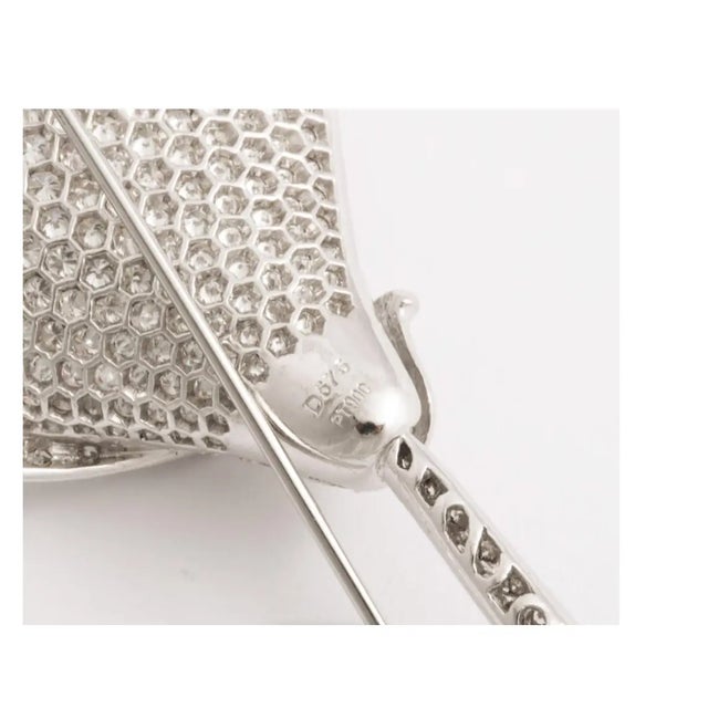 Platinum Diamond Calla Lilly Brooch 18 Kt. White Gold For Sale - Image 8 of 10