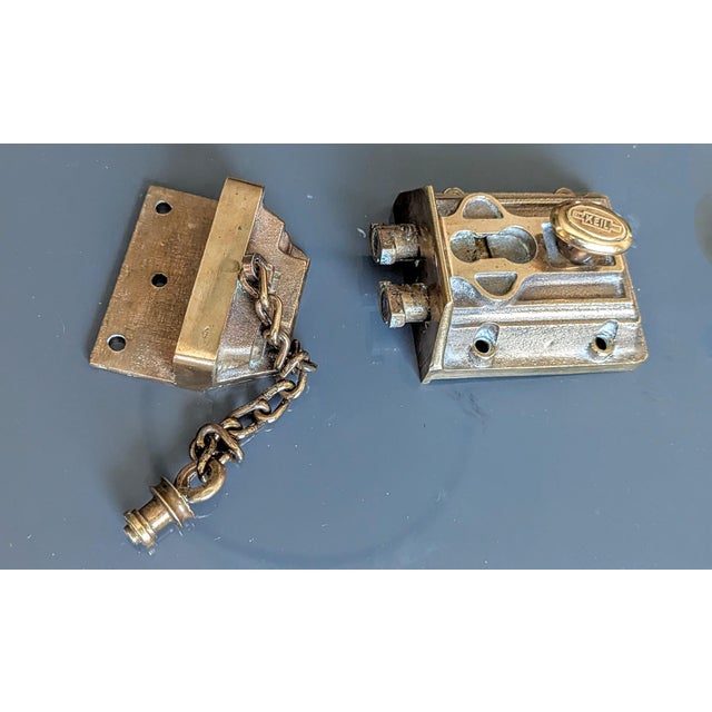 Substantial Antique Keil Rim Chain Lock For Sale - Image 4 of 8