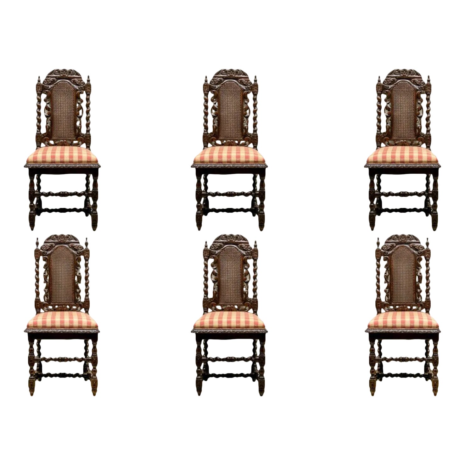 19th Century Renaissance Revival Carved Oak Dining Side Chairs - Set of ...