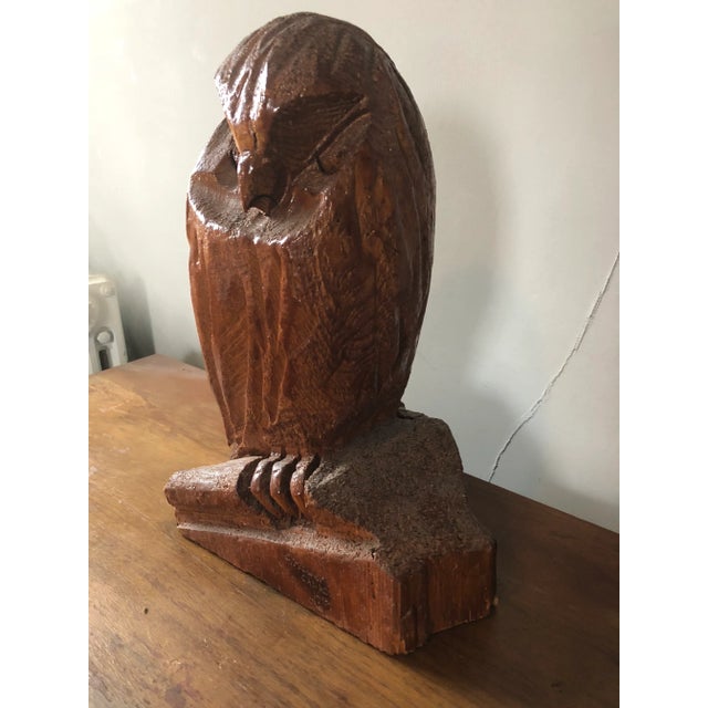 Vintage Hand Carved Wood Owl For Sale - Image 4 of 9