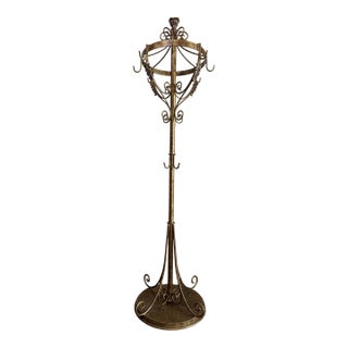 Vintage Gilt-Toned Metal Coat and Hat Rack For Sale