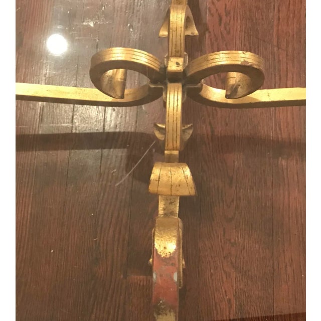 Hollywood Regency Gold Gilt Wrought Iron Coffee Cocktail Table Exquisitely Large For Sale In Los Angeles - Image 6 of 12