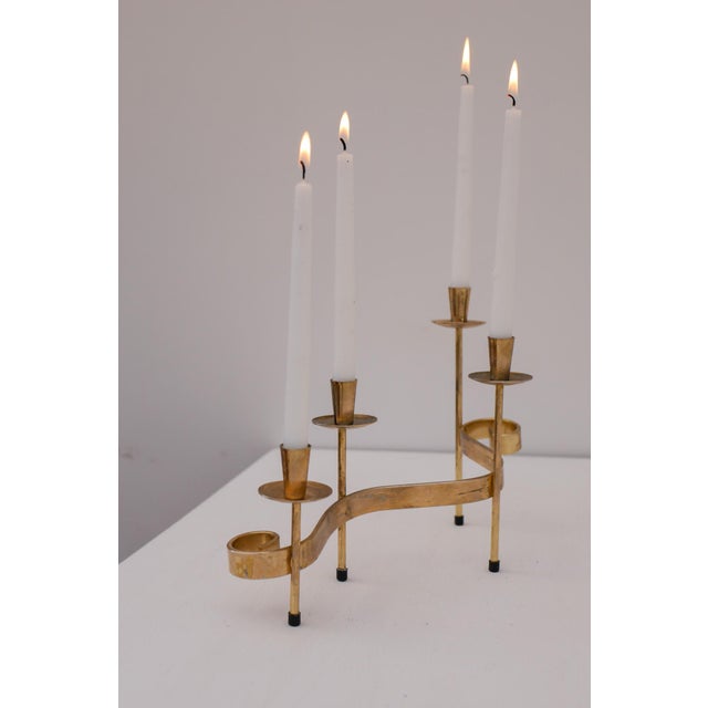 Gunnar Ander Mid-Century Modern Metal Candlesticks by Gunnar Ander for Ystad-Metall, Sweden, 1960s For Sale - Image 4 of 14