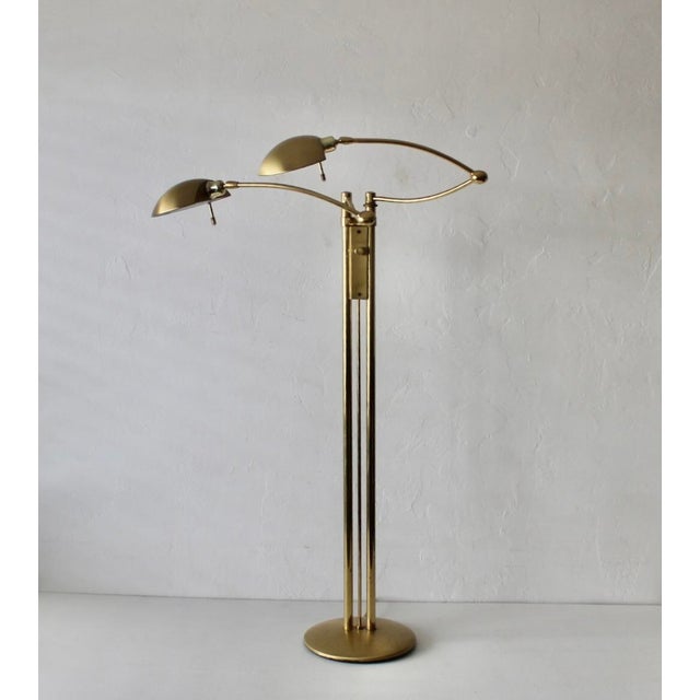 1980s Postmodern Adjustable Two Light Brass Floor Lamp by Holtkoetter Luechten For Sale - Image 10 of 17