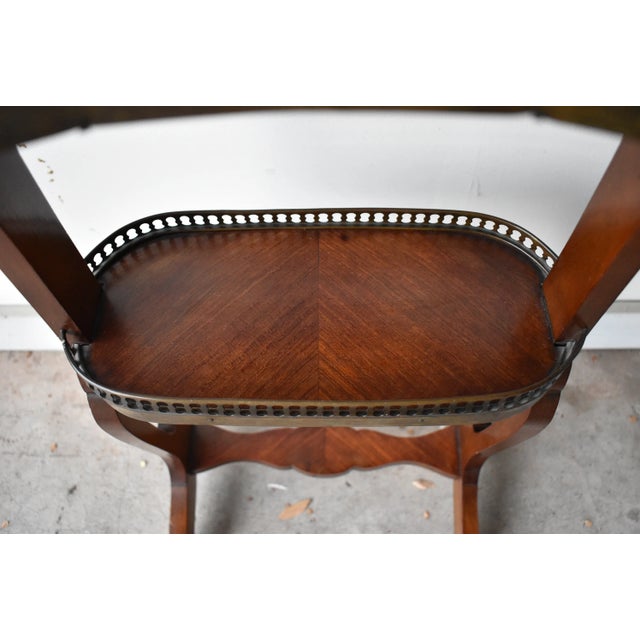 Antique French Rognon Parquetry & Galleried Side Table For Sale - Image 9 of 10