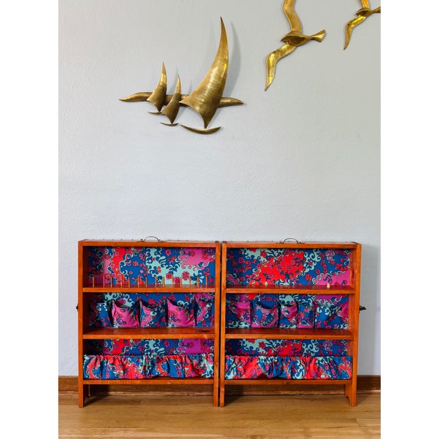 1970s One of a Kind Handmade Folding Sewing & Craft Cabinet Folk Art Organizer For Sale - Image 12 of 12