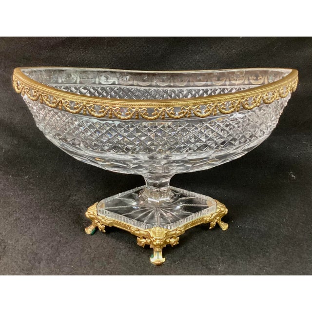 Neoclassical Bronze Dore Mounted Crystal Baccarat Style Centerpiece For Sale - Image 3 of 9