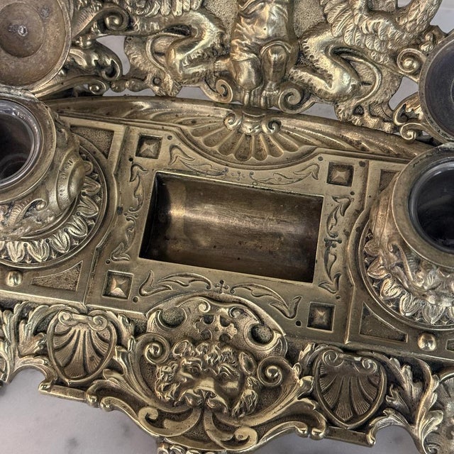 19th Century French Bronze Double Inkwell in Renaissance Revival Style For Sale - Image 15 of 18