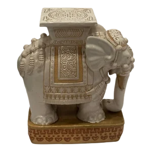 Handpainted Glazed Terracotta Elephant Garden Seat End Table