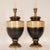 Black Vintage French Lamps Ceramic Baluster Vase Lamps Black Gold Cream - A Pair For Sale - Image 8 of 10