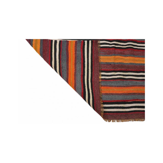 Vintage Turkish Striped Kelim Rug - 4`11" X 8`2" For Sale - Image 4 of 6