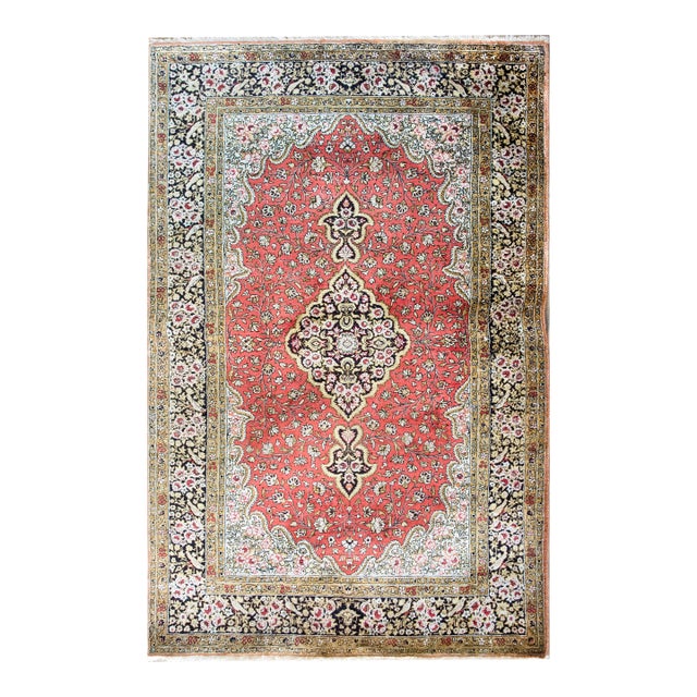 Late 20th Century Persian Silk Qum Rug For Sale
