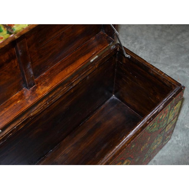 Chinese Hand Painted Linen Trunk For Sale - Image 18 of 18