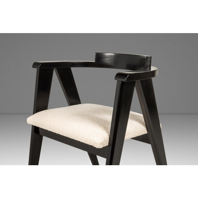 Set of Four (4) Bespoke Compass Dining Chairs in the Manner of Alan Gould for Knoll in Bouclé Upholstery, Usa, C. 1950's For Sale - Image 16 of 18