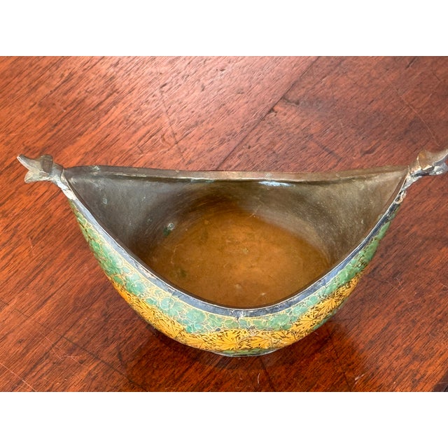 Metal Decorative Enameled Metal Bowl With Stylized Animal Terminals For Sale - Image 7 of 7