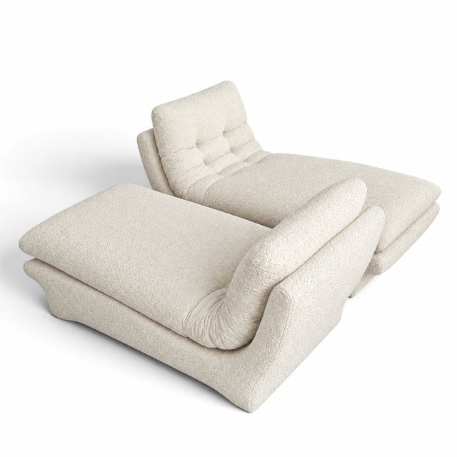 Vintage Sculptural Chaise Lounge Pair With New Ivory Boucle Upholstery For Sale In Los Angeles - Image 6 of 6