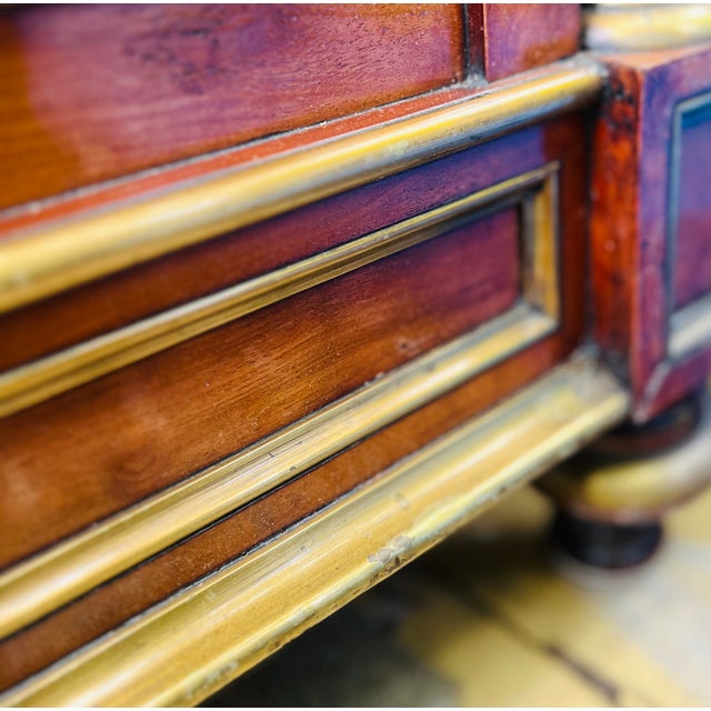 French Empire Revival Burlwood Blanket Chest With Ebonized Columns & Gilt Bronze Accents, Circa 1900 For Sale In Los Angeles - Image 6 of 7