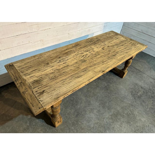 Larger Farmhouse Dining Table in Bleached Oak, 1925 For Sale - Image 6 of 18