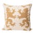 Embroidered Griffon Lion Decorative Pillow – Oatmeal & Khaki Velvet Back For Sale