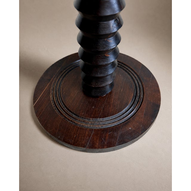1940s Antique French Industrial Oak Wine Press Screw Pedestal Side Table attributed to Charles Dudouyt, 1940 For Sale - Image 5 of 9