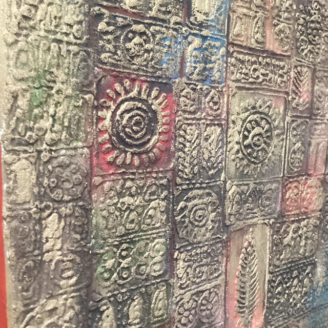Mid 20th Century Vintage Asian Style Mixed-Media Abstract Textured Painting by Roong T. Circa 1968 For Sale - Image 5 of 12