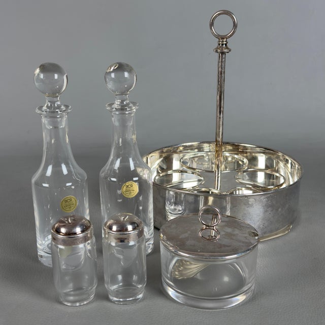 1970s 800 Silver and Crystal Oil and Condiment Cruet Set from Calegaro, 1970s For Sale - Image 5 of 18