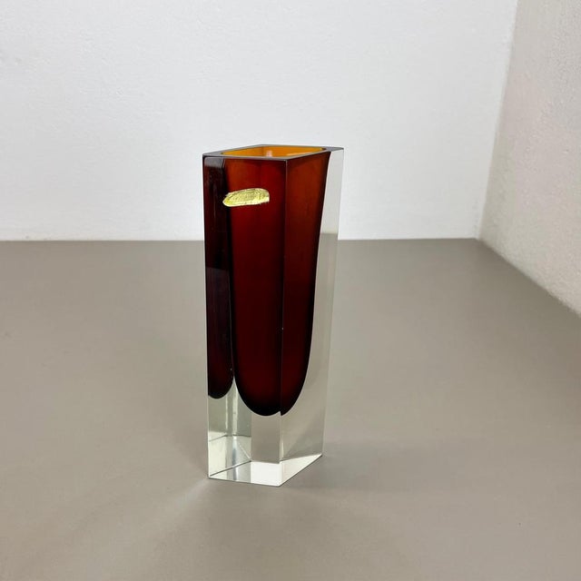 Large Ochre Murano Glass Sommerso Vase attributed to Flavio Poli, 1970s For Sale - Image 17 of 18