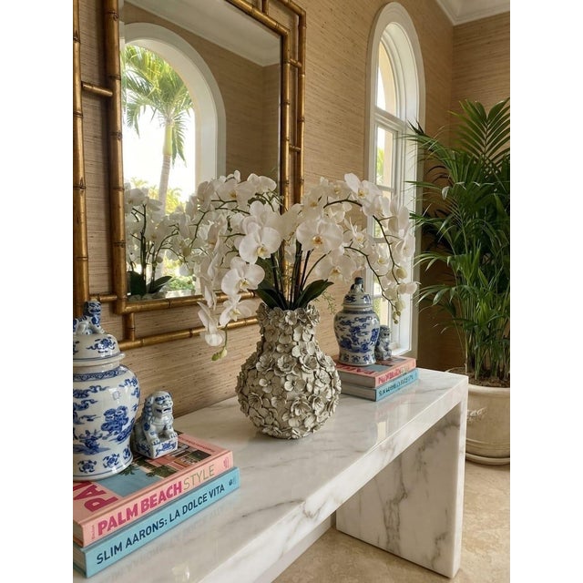 Vintage Italian Hand-Crafted Encrusted Floral Ceramic Vase For Sale - Image 11 of 12
