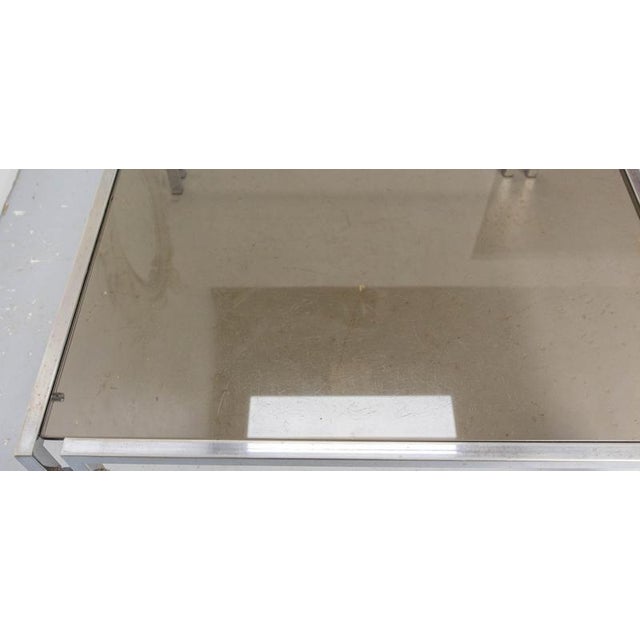 Vintage French Coffee Table in Chrome and Smoked Glass, 1970 For Sale - Image 10 of 12