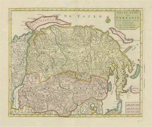 Antique Map of Siberia and Chinese Tartary with Original Hand Coloring, 1732