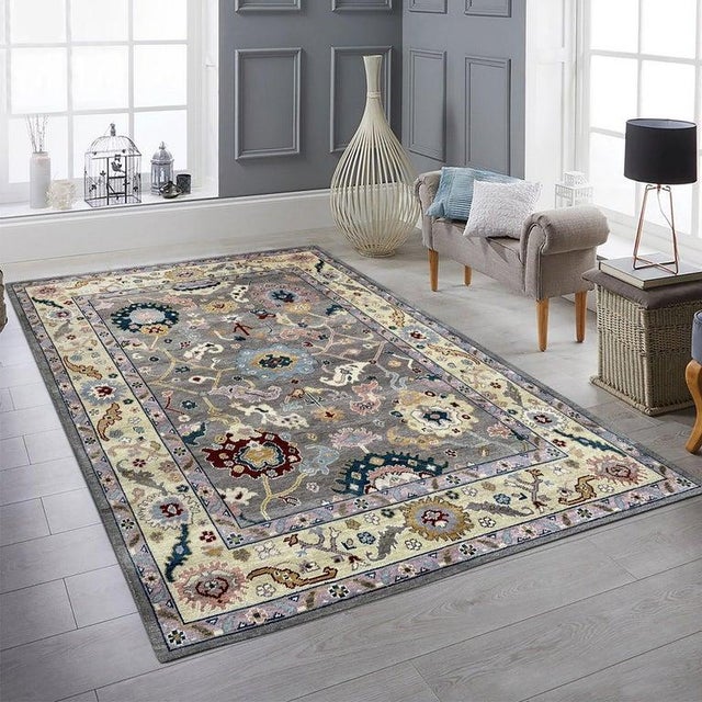 8x10 Gray Hand-Knotted Wool Botanical Abundance Classic Traditional Carpet Rug For Sale In New York - Image 6 of 6