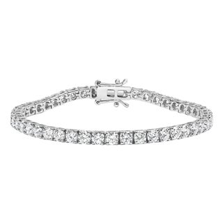 14K White Gold 10.00 Cttw Prong Set Lab Grown Round Diamond Classic Tennis Bracelet (F-G Color, VS2-SI1 Clarity) - 7.25" For Sale