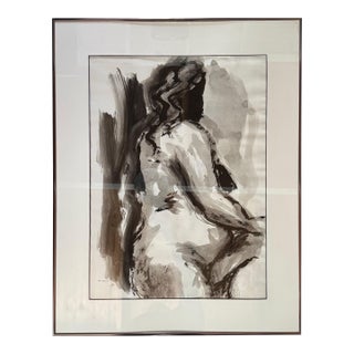 Expressive Monochromatic Nude Figure Study by William Delucchi, Signed and Dated For Sale