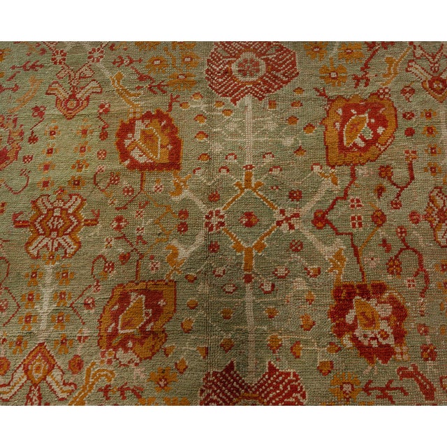 Green Handmade Antique Decorative Turkish Oushak Rug For Sale - Image 8 of 8