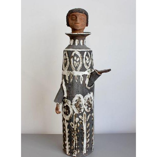 Albert Thiry, Robed Figure' French Stoneware Sculpture1960s, Stoneware For Sale - Image 9 of 18