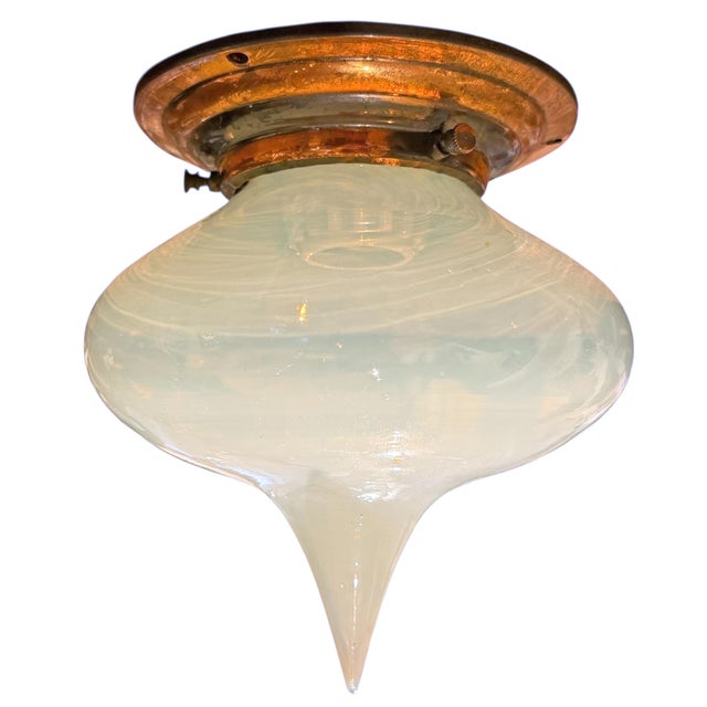 Late 19th/Early 20th Century French Art Nouveau Opaline Flushmount Fixture For Sale In Chicago - Image 6 of 9