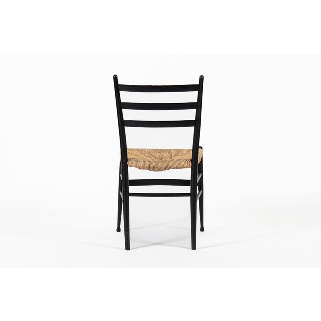 1960s Vintage Mid Century Black Wood and Rush Wicker Dining Chair For Sale - Image 5 of 12